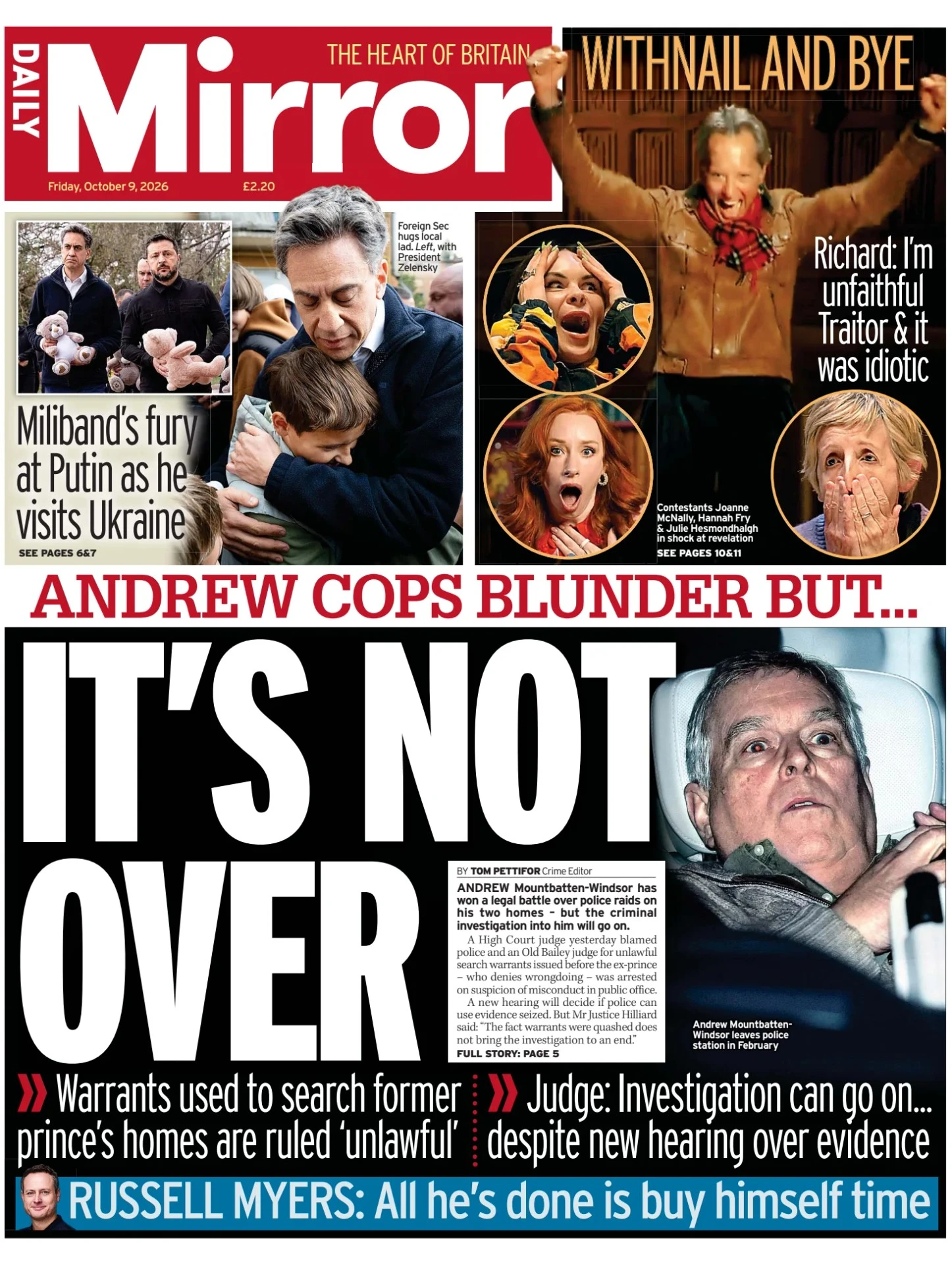 Prima-pagina-Daily Mirror-edizione-di-oggi-09-10-2026